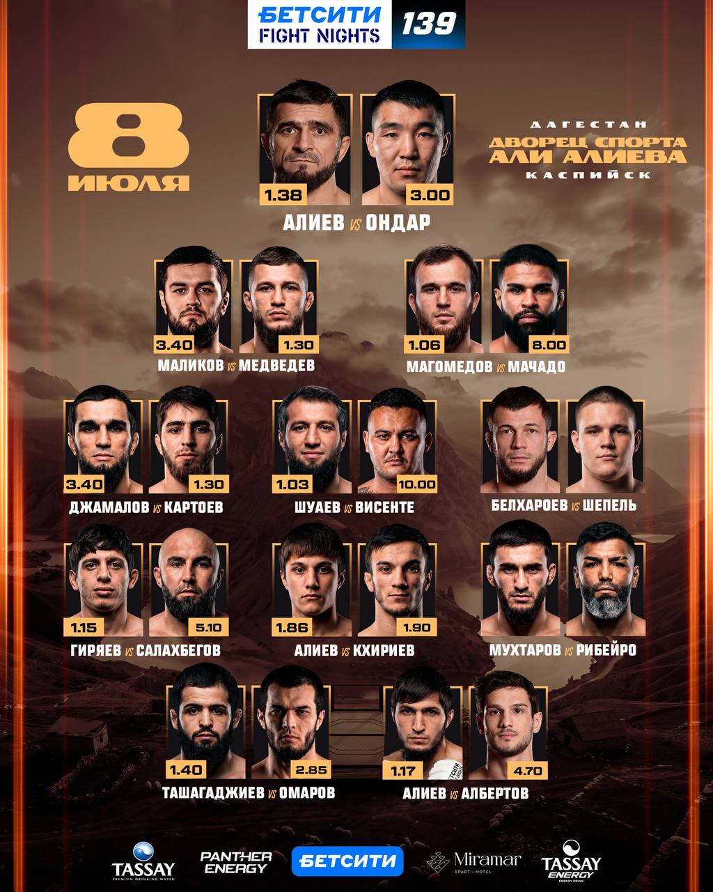 Fight Nights 139 Card Set for July 8 in Kaspiisk