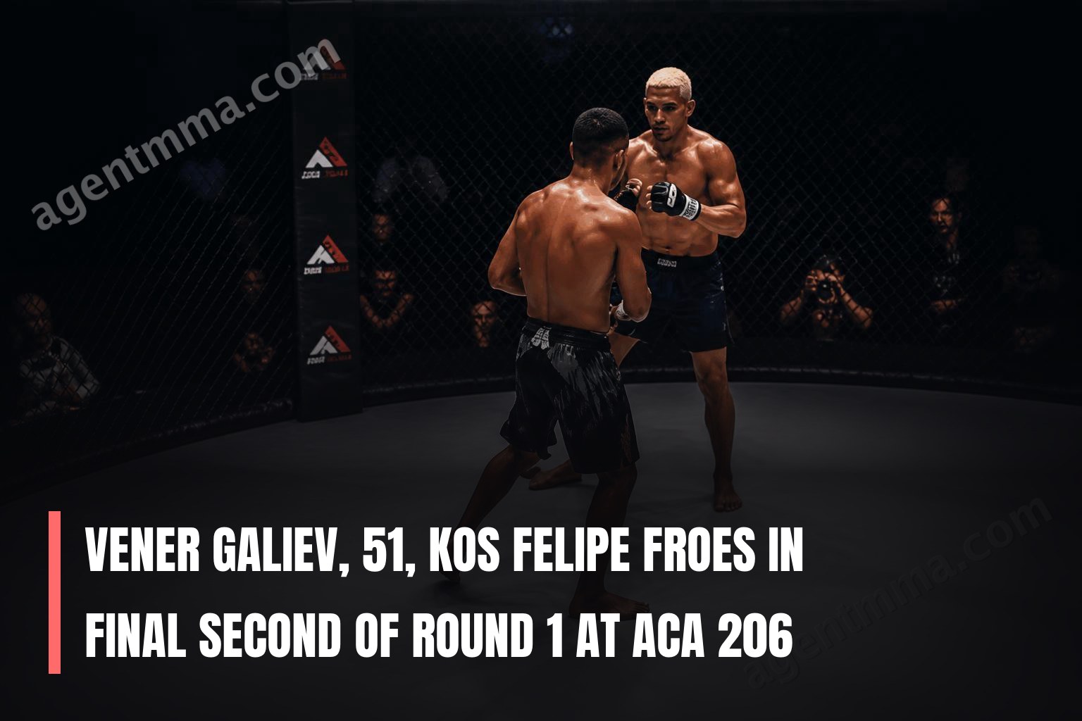 Vener Galiev, 51, nocauteia Felipe Froes no último segundo do Round 1 na ACA 206