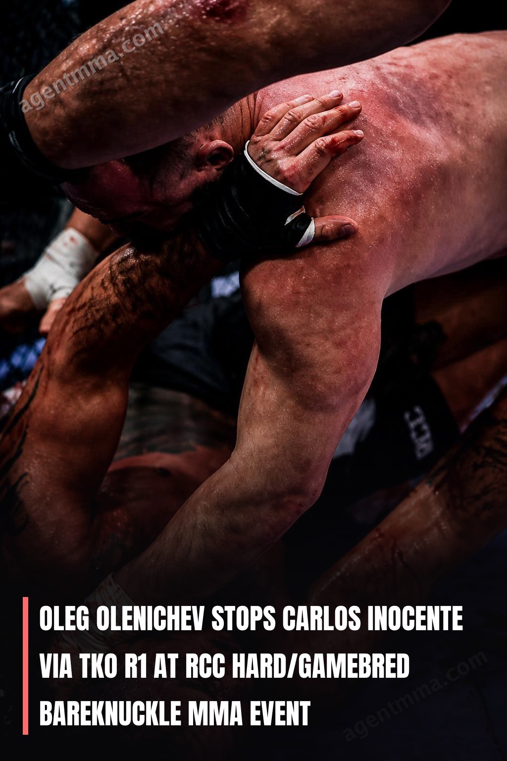 Oleg Olenichev detiene a Carlos Inocente por TKO R1 en evento de MMA sin guantes RCC Hard/Gamebred