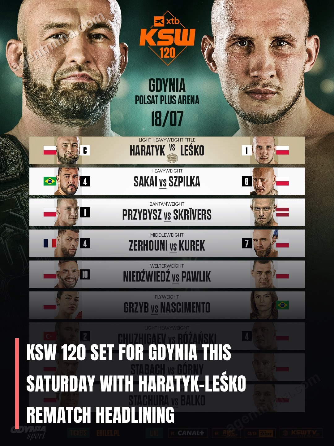 KSW 120 Set for Gdynia This Saturday With Haratyk-Leśko Rematch Headlining