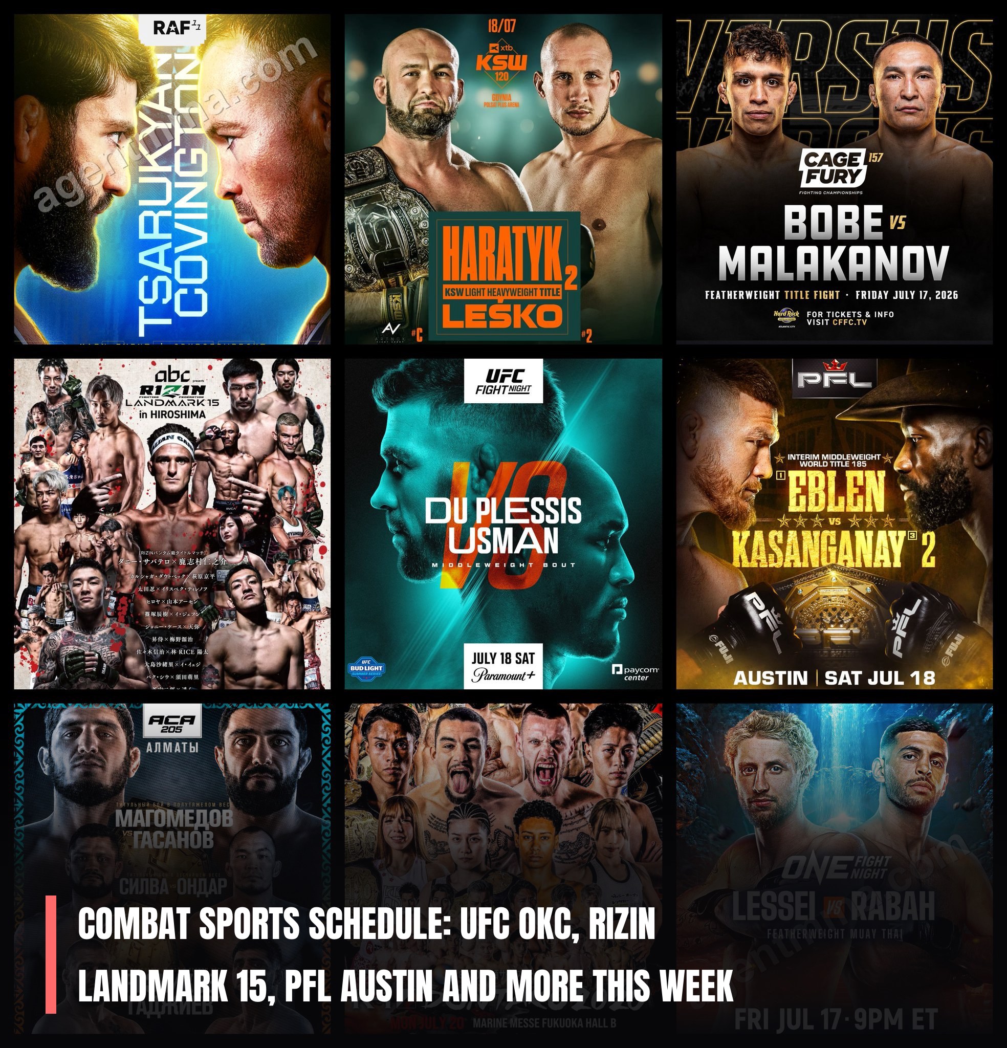Calendário de Esportes de Combate: UFC OKC, RIZIN Landmark 15, PFL Austin e Mais Esta Semana