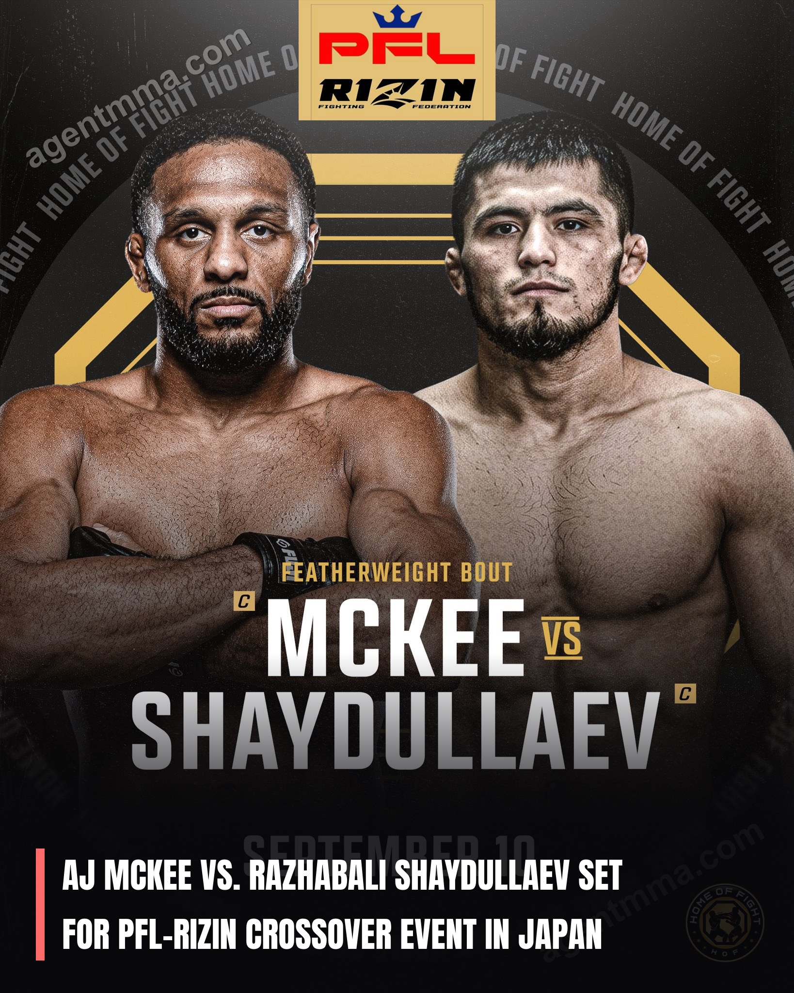 AJ McKee vs. Razhabali Shaydullaev Set for PFL-Rizin Crossover Event in Japan