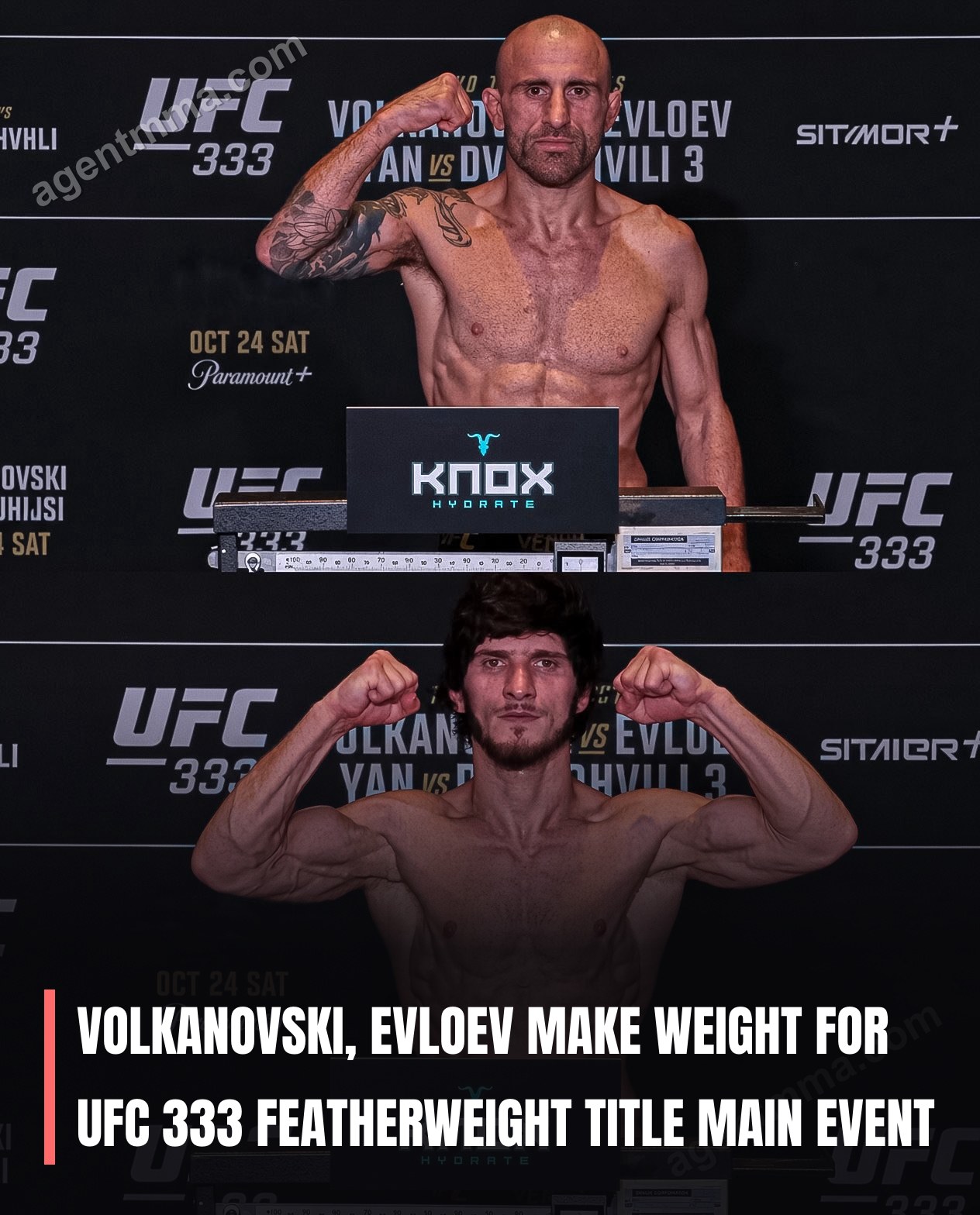Volkanovski, Evloev Make Weight for UFC 333 Featherweight Title Main Event