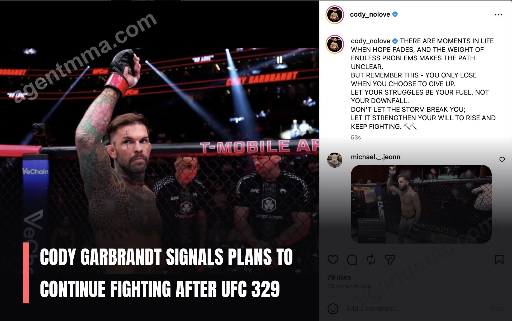 Cody Garbrandt signals plans to continue fighting after UFC 329