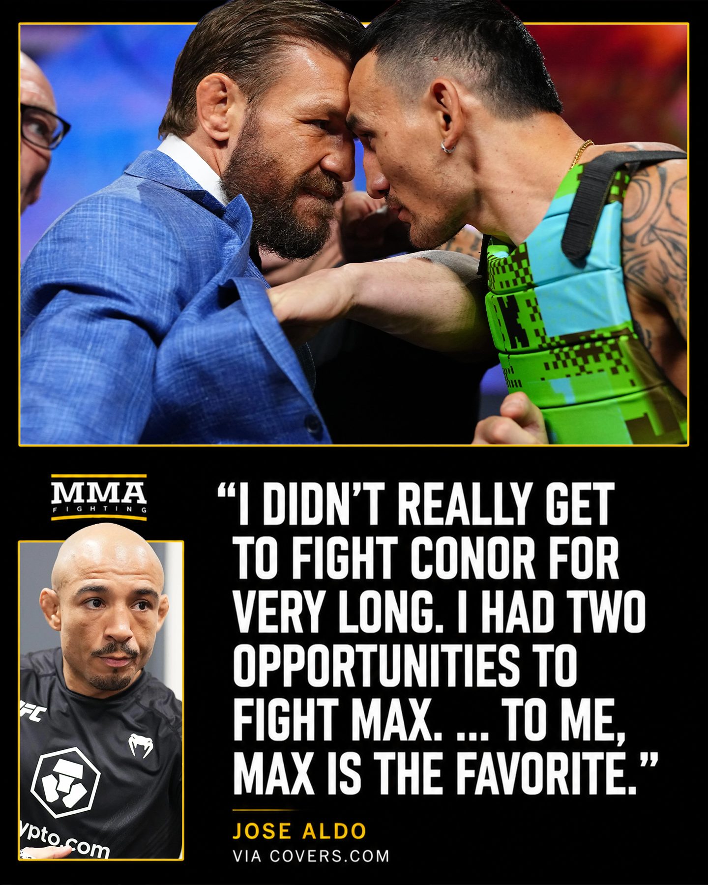 Jose Aldo comparte su predicción para McGregor vs. Holloway 2 en UFC 329