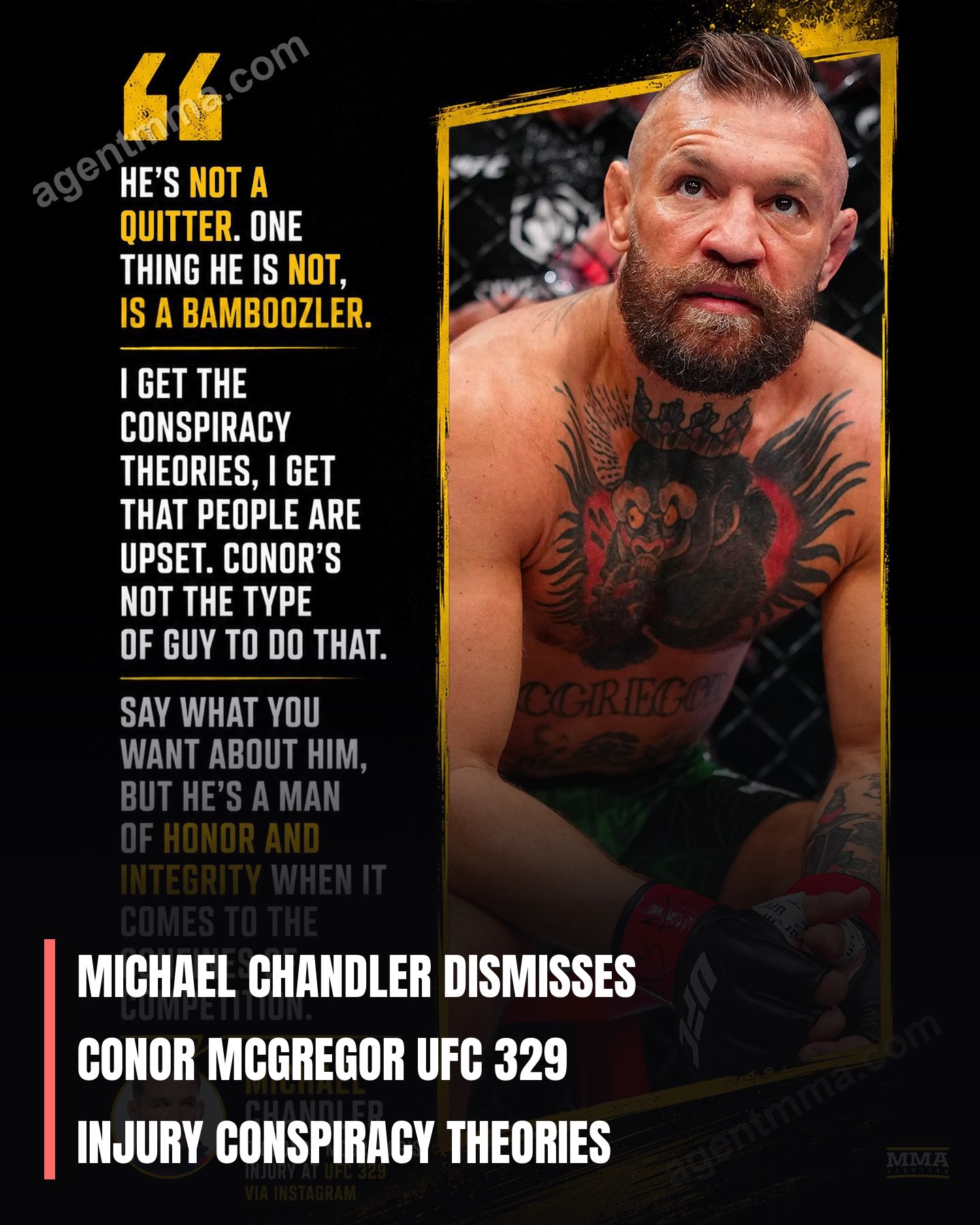 Michael Chandler descarta teorías de conspiración sobre la lesión de Conor McGregor en UFC 329