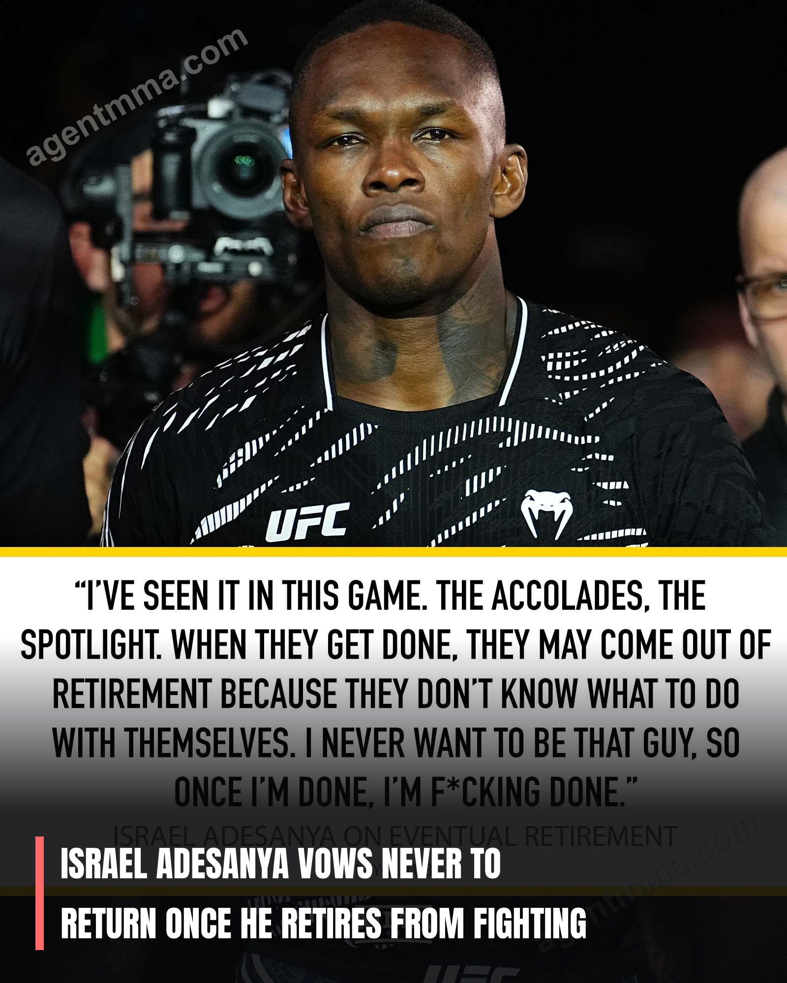 Israel Adesanya vows never to return once he retires from fighting