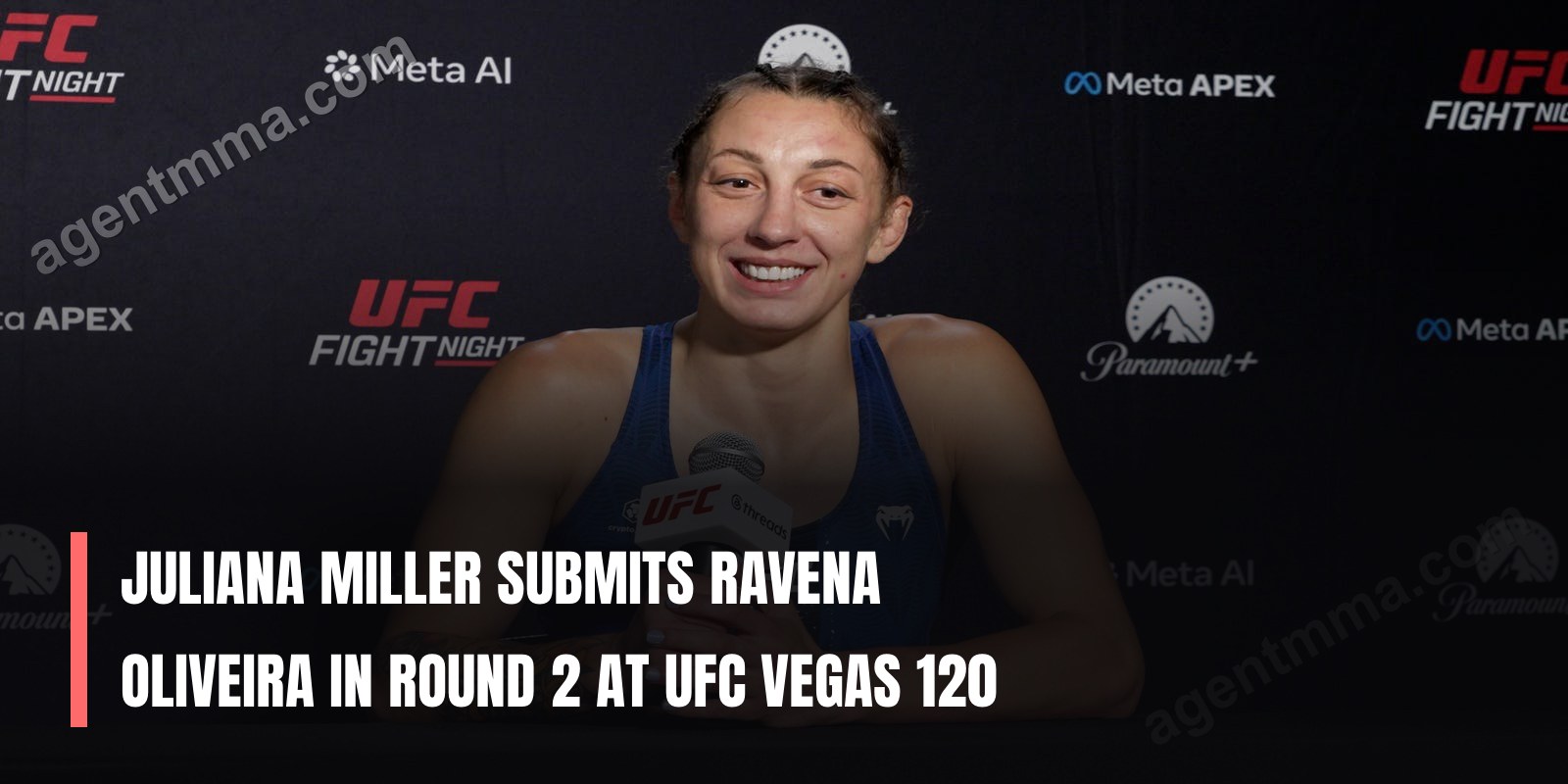 Juliana Miller submits Ravena Oliveira in Round 2 at UFC Vegas 120